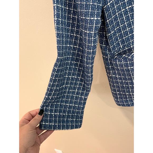 Chico’s Blue Tweed Button Front Jacket – Size 1 (M/L) - Picture 6 of 11